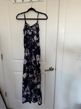 Mimi Chica Black Maxi Dress with Lavender Floral Print